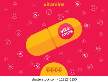 vitamin icons / health background / pattern