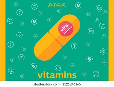 vitamin icons / health background / pattern