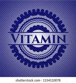 Vitamin jean or denim emblem or badge background