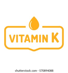 Vitamin K. Badge, icon, logo vector design illustration on white background. Can be used for eco, organic, bio theme.