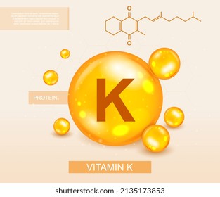 Vitamin K concept. Useful drugs for health, And supplements for teenagers and athletes. Poster or banner, medical website information page, infographic. Cartoon isometric vector illustration