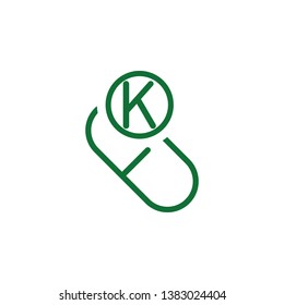 Vitamin K green icon. Element of vitamin icon. Thin line icon for website design and development, app development. Premium icon