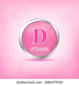 Estructura del icono de vitamina K - sustancia rosa.  Cuidados personales, concepto de belleza. Símbolo médico de la tiamina. Concepto de negocio de drogas. Ilustración vectorial. Complejo de vitamina 3D con fórmula química.