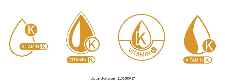 Vitamin K orange, logo, icon diet care. Healthy organic symbol vitamin k food dietary. vector illustration 