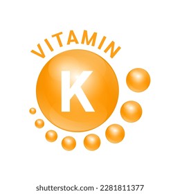 Vitamin K yellow substance Sign Icon. Vector Illustration EPS10 realistic design, small circle around. Isolated on white background. Personal care, beauty concept. Medicine health symbol of thiamine.