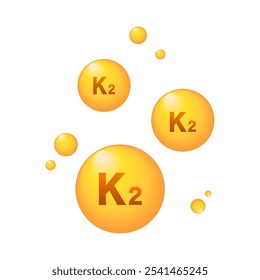 Vitamin K2 is gold Ascorbic acid. Vector illustration