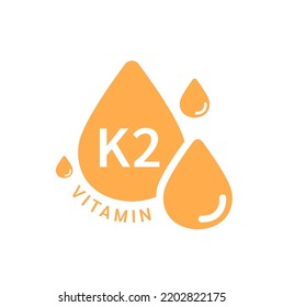 Vitamin K2 icon orange in form simple line water drop. Isolated on white background. Design for use on web app mobile and print media. Medical symbol concept. Vector EPS10 illustration.