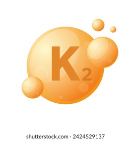 Vitamin K2 vector icon isolated on white. Vitamin bubble.