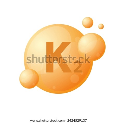 Vitamin K2 vector icon isolated on white. Vitamin bubble.