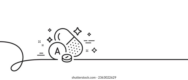 Vitamin-A-Zeilensymbol. Kontinuierlich eine Linie mit curl. Nährwertkennzeichnung von Lebensmitteln. Symbol für Kapseln oder Pilzzuschläge. Vitamin Ein einziges Rahmenband. Loop-Kurve Muster. Vektorgrafik