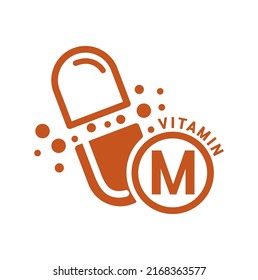Vitamin M icon brown in capsule form simple line. Isolated on a white background. Medical symbol concept. Design for use on web app mobile and print media. Vector EPS10 illustration.