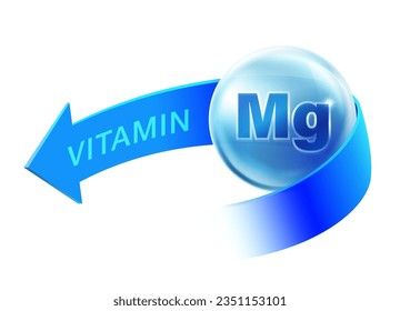 Vitamin mineral magnesium (Mg) label for ads isolated on white background. Eps vector file.