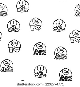 Vitamin Mineral Medical Complex Vector Seamless Pattern Thin Line Illustration