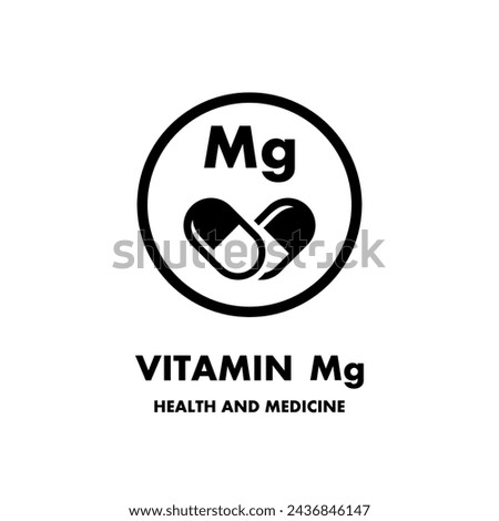 Vitamin Mo vector icon. Vector icon for health. Icon vitamin pill. Mineral Vitamin complex with Chemical formula. Magnesium mineral