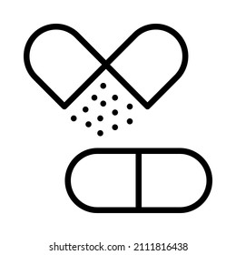 Vitamin nutrition flat line icon. Healthy food supplement - Vitamin, Mineral supplement, Pill. Outline sign for mobile concept and web design, store.