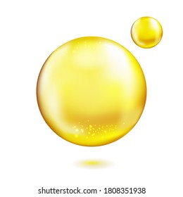 Vitamin oil bubble isolated on white background. Serum, cosmetic essence sign. Vector.