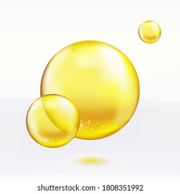 Vitamin oil bubble isolated on white background. Serum, cosmetic essence sign. Vector.
