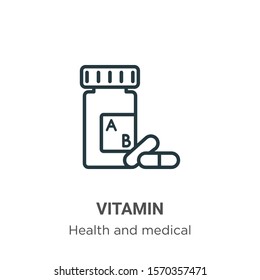 Vitamin outline vector icon. Thin line black vitamin icon, flat vector simple element illustration from editable health and medical concept isolated on white background