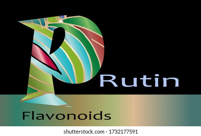 Vitamin P, rutin, Patterned P Letter, Logo Design on a black background