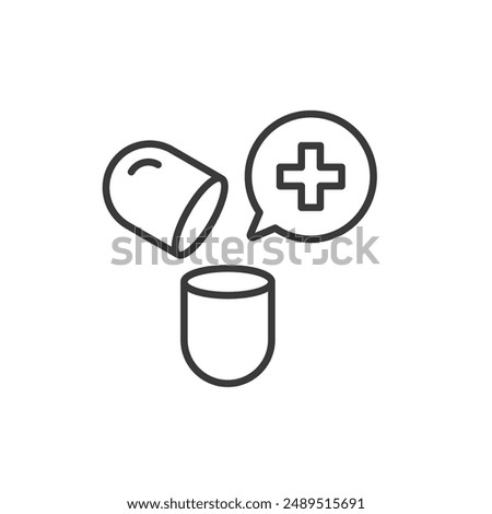 vitamin pill capsule linear icon, nutritional supplement, healthcare concept, pharmaceutical industry, experimental drug, isolated linear vector illustration