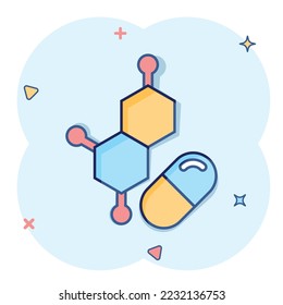 Vitamin pill note icon in comic style. Capsule cartoon vector illustration on white isolated background. Antibiotic splash effect sign business concept.