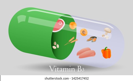 Vitamin pill vector design. Vitamin B3 vector illustration