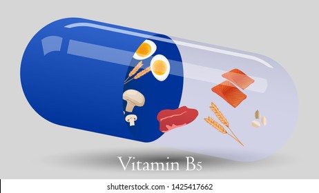 Vitamin pill vector design. Vitamin B5 vector illustration