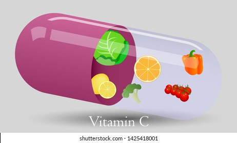Vitamin pill vector design. Vitamin C vector illustration