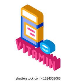 vitamin pills package icon vector. isometric vitamin pills package sign. color isolated symbol illustration