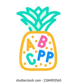 vitamin pineapple color icon vector. vitamin pineapple sign. isolated symbol illustration