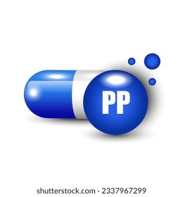 Vitamin PP capsule. Science medic concept. Vector illustration. EPS 10.