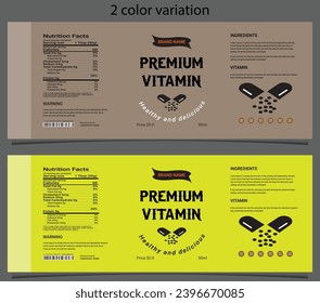 Vitamin product packaging label template