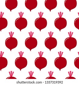 vitamin purple vegetable beet, beetroot seamless vector pattern on white background