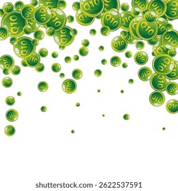 Vitamin Q10 round capsules scattered randomly.  Beauty treatment and nutrition skin care.   Medical and scientific background.  Healthy life concept.