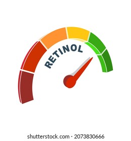 Vitamin A retinol level scale. Concept of medicine and pharmacy