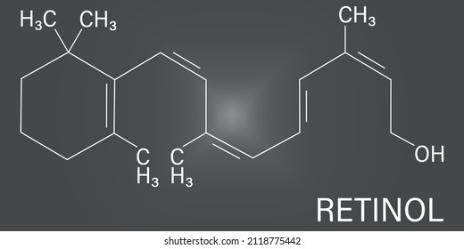 Vitamin A or retinol molecule. Skeletal formula.