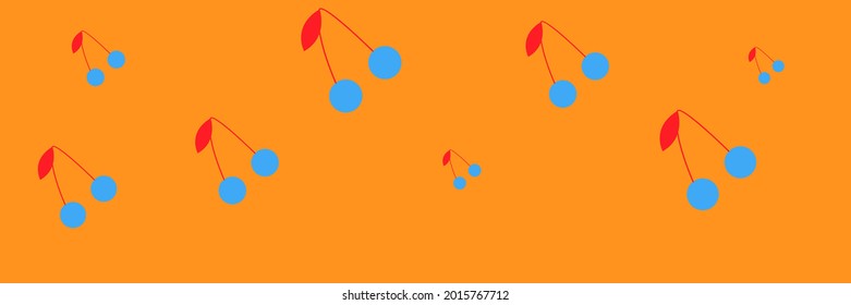Vitamin Retro Textile Bright Repeat Illustration Dessert Pattern Illustration. Cherries Vintage Tasty Design Cute Print Fruit Background. Spring Summer Colorful Red Blue Orange Sweet Berries Pattern.