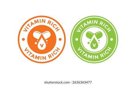 Vitamin rich badge logo design. Suitable for food, business, information and product label