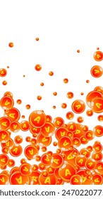 Vitamin A round capsules scattered randomly.  Beauty treatment and nutrition skin care.   Wellness concept. Essential vitamins vector illustration. 