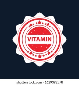 Vitamin round red grunge stamp icon