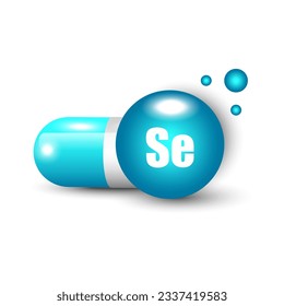 Vitamin Se capsule. Science medic concept. Vector illustration. EPS 10.