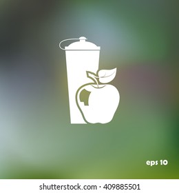 vitamin shaker and apple, vector