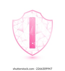 La vitamina I protege el rosa translúcido poligonal. Bajo triángulo de polo protección futurista moderna. Aumente su inmunidad. Vector aislado sobre fondo blanco. El concepto de inmunoinnovación en salud médica.