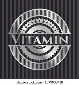 Vitamin silver shiny badge. Vector Illustration. Mosaic.