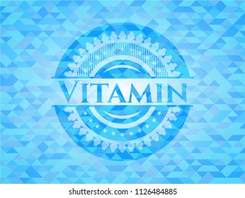 Vitamin sky blue emblem with mosaic background
