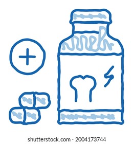 vitamin for strengthening bones sketch icon vector. Hand drawn blue doodle line art vitamin for strengthening bones sign. isolated symbol illustration