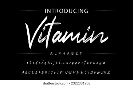 Vitamin Stylish brush painted an uppercase vector letters, alphabet, typeface.