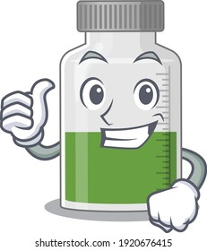 vitamin syrup cartoon character design showing OK finger