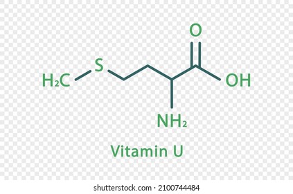 Vitamin U chemical formula. Vitamin U structural chemical formula isolated on transparent background.