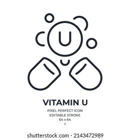 Vitamin U editable stroke outline icon isolated on white background flat vector illustration. Pixel perfect. 64 x 64.